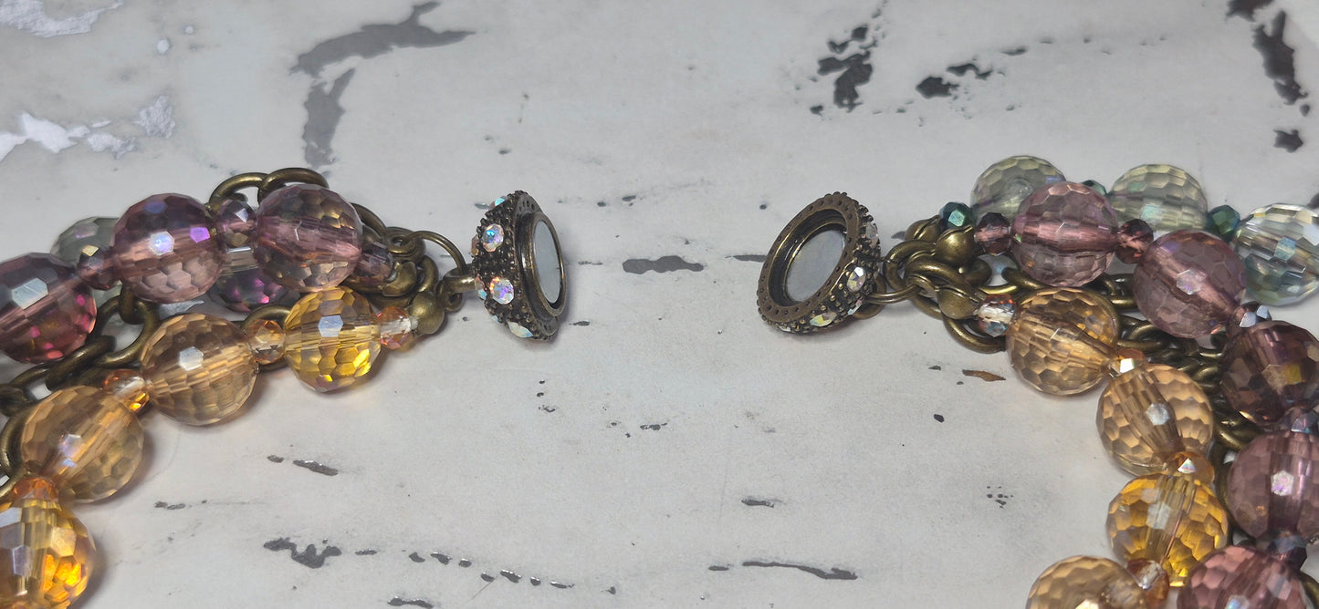 Gorgeous Vintage Premier Designs Five-Strand Kaleidoscope Beades Necklace with Magnetic Clasp 18"