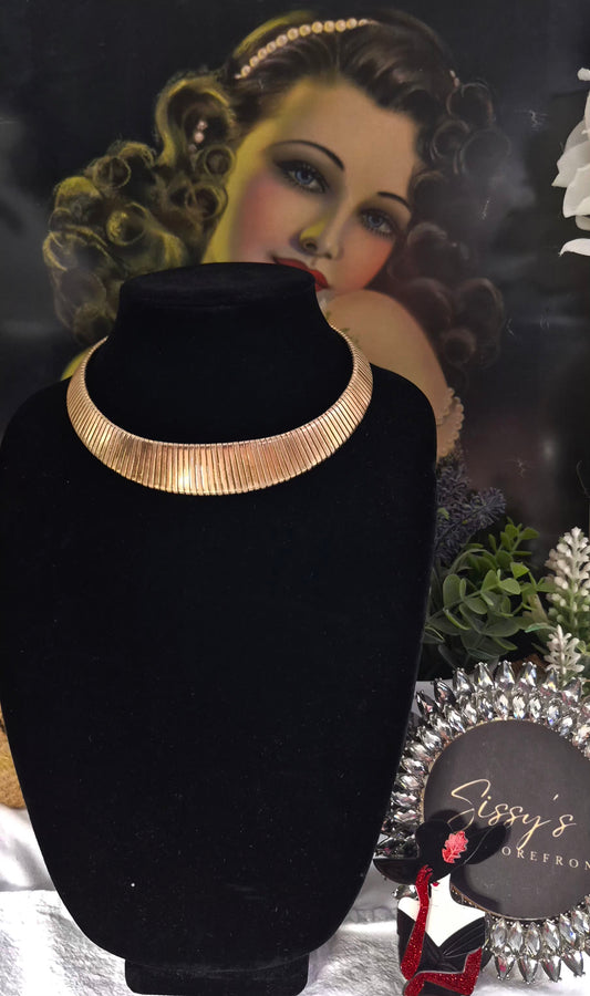 Gorgeous Vintage Tubogas Cleopatra Style Choker Collar Necklace