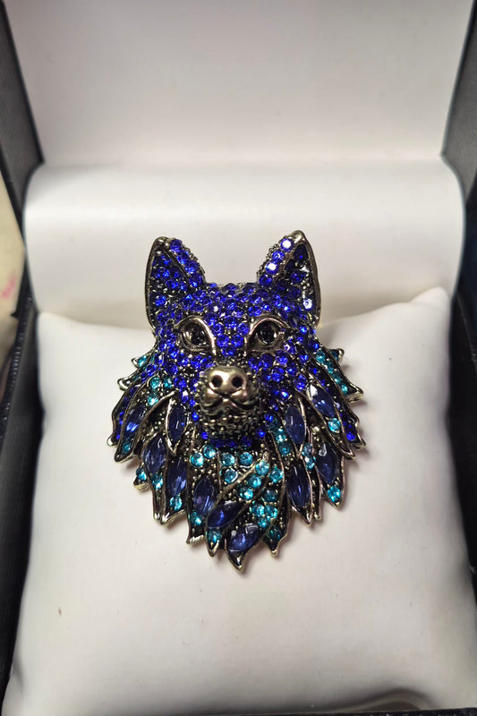 Blue Wolf Brooch
